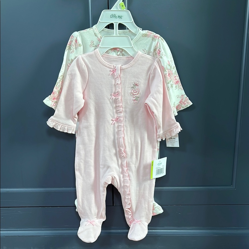 Little Me Pink Floral Baby One Piece 2 Pack size 3 months